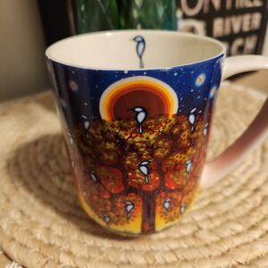 Oscardo Canadian‎ Art Mug Blue Birds Tree Sunset Starry Night Ceramic Coffee Cup